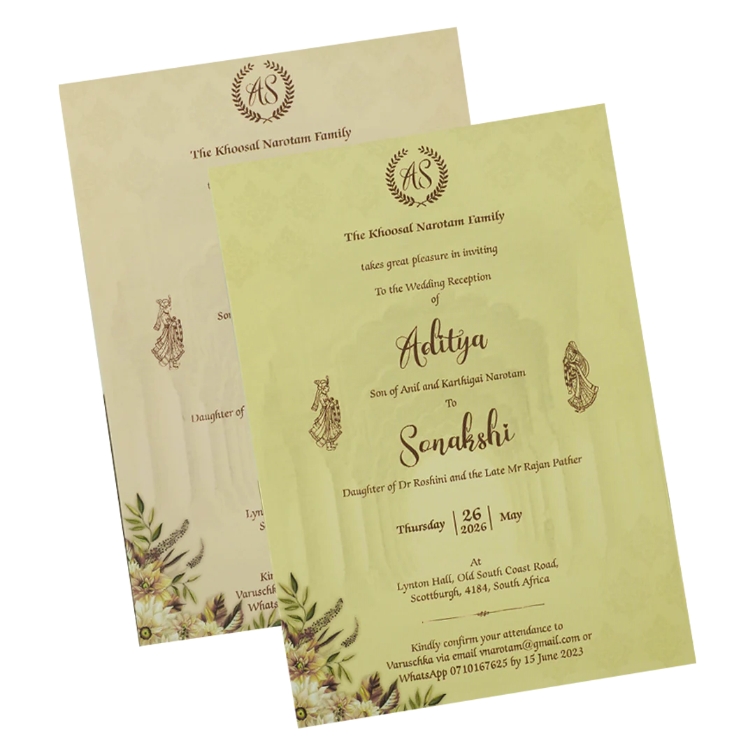 Cream Floral Palace Arch Padded Wedding Card-KRE26540 - Image 5