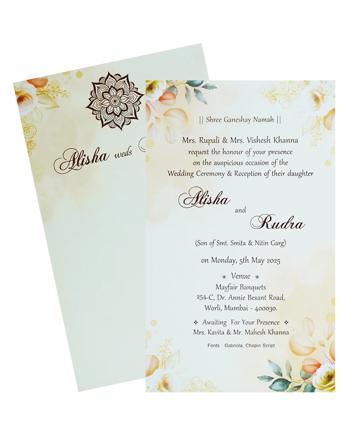 Cream Floral Single Card-KRCS7280