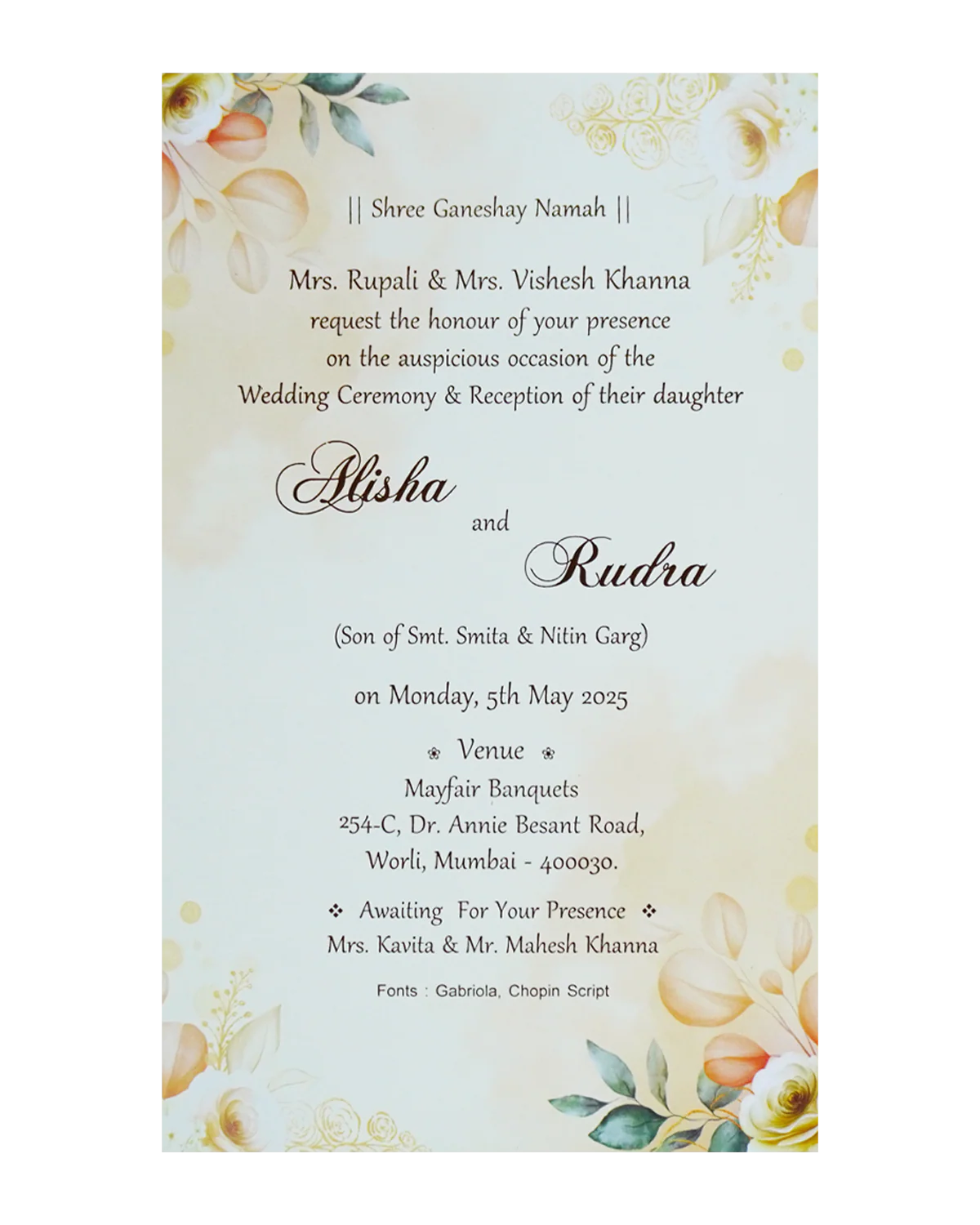 Cream Floral Single Card-KRCS7280 - Image 2