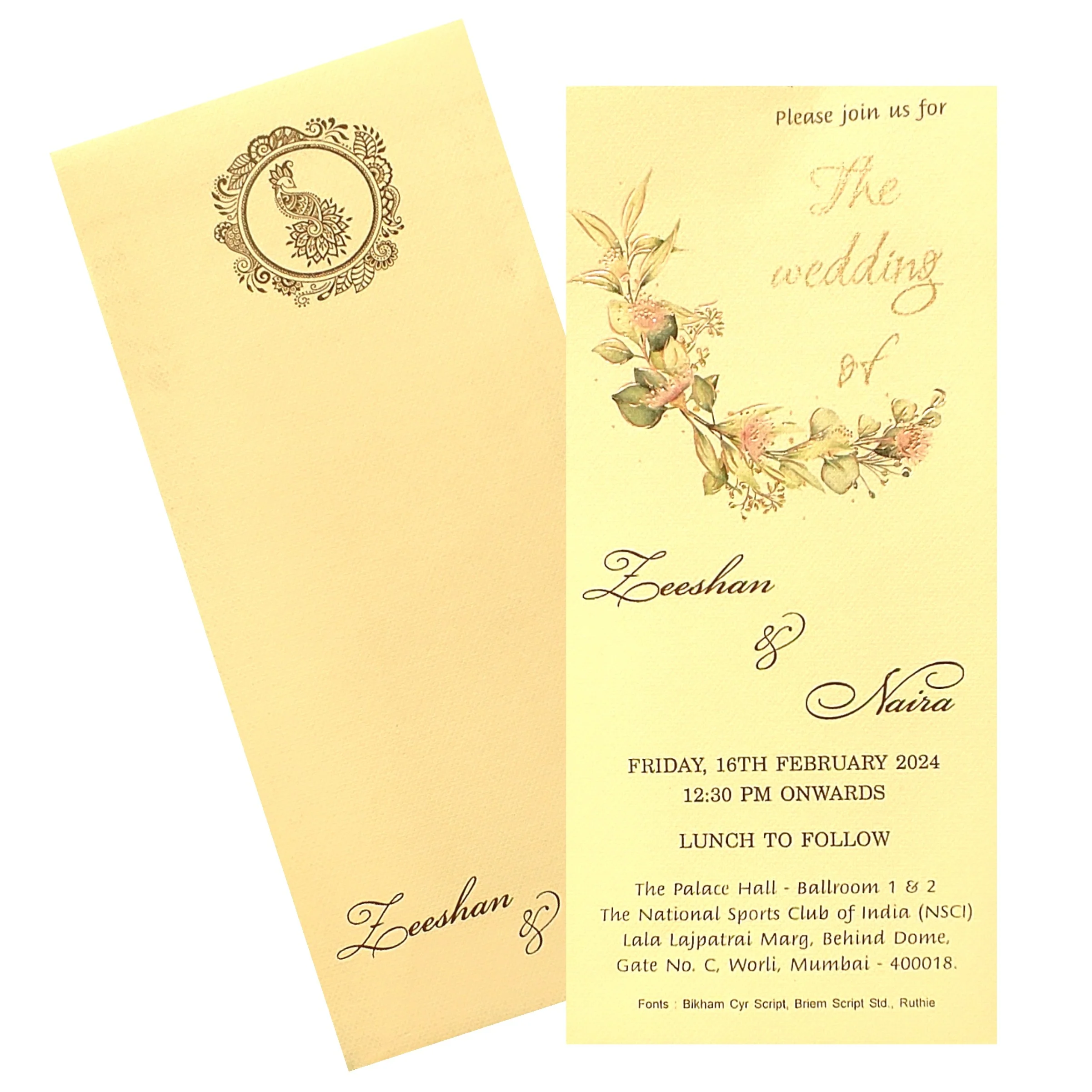 Cream Floral Single Sheet Card-KRCS6161
