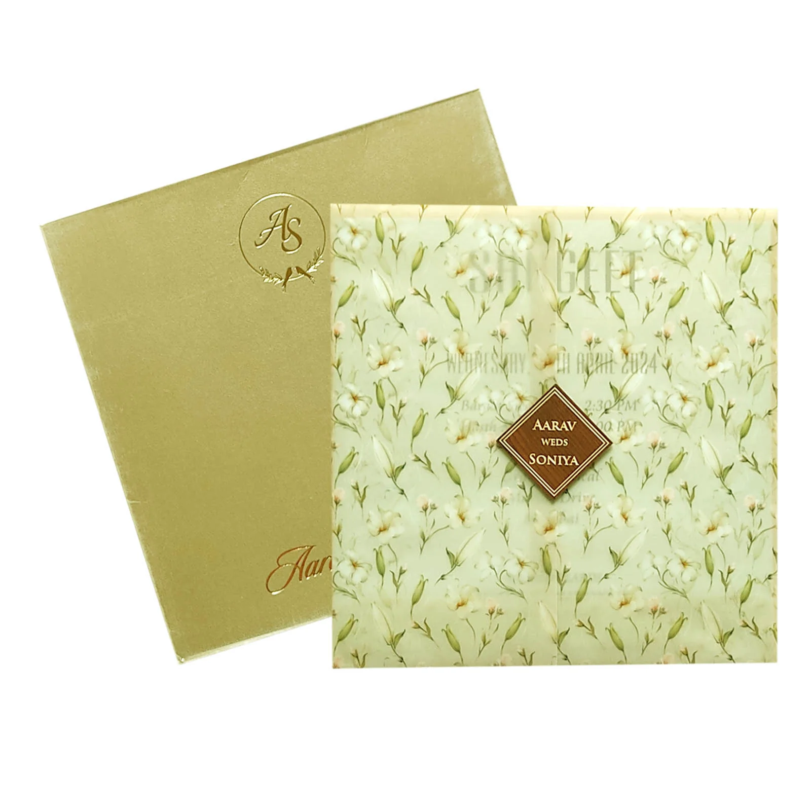 Cream Floral Tracing Invitation Card-KRC29020 - Image 2
