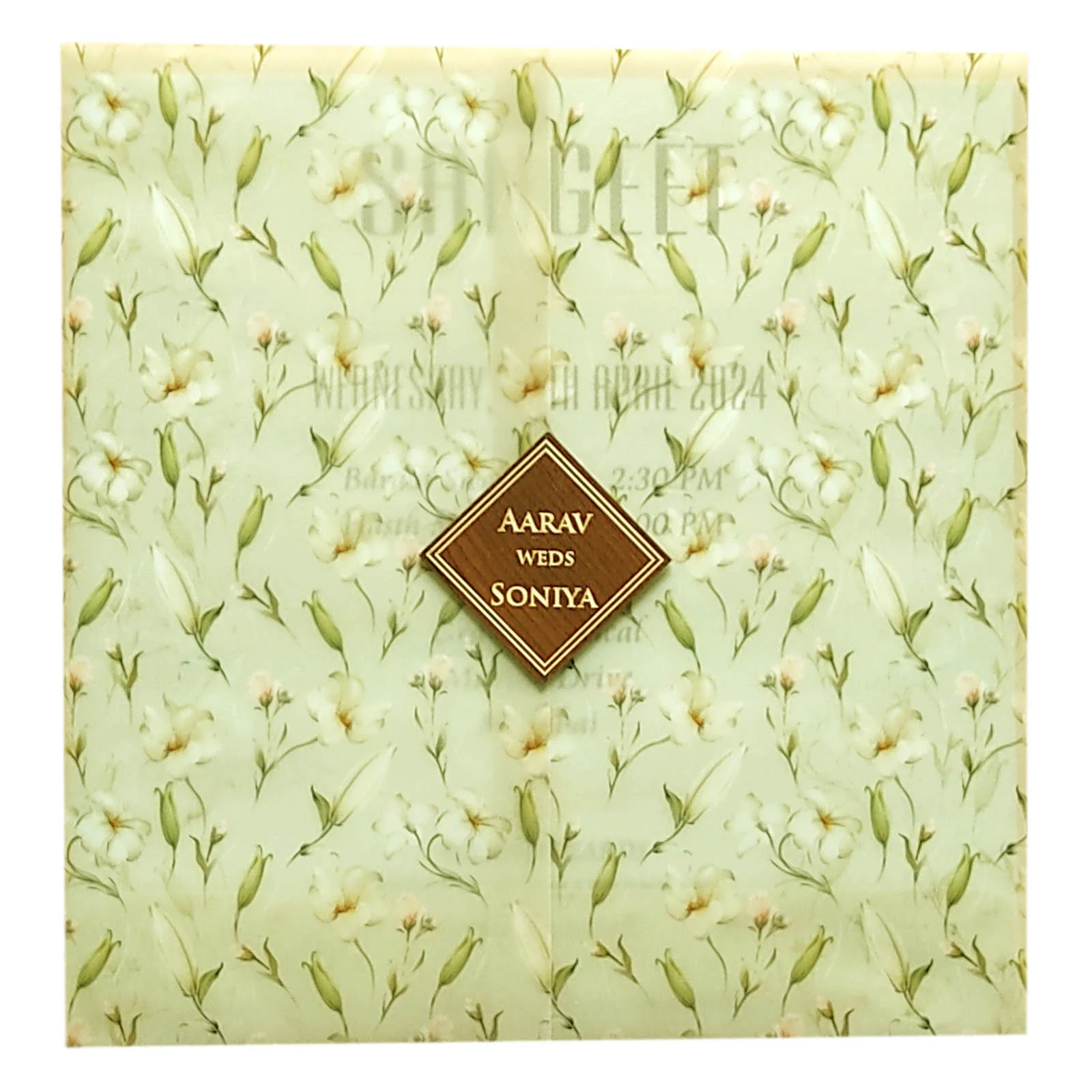 Cream Floral Tracing Invitation Card-KRC29020 - Image 3