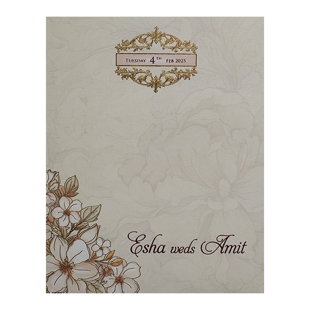 Cream Floral Wedding Card-KPR09810 - Image 4