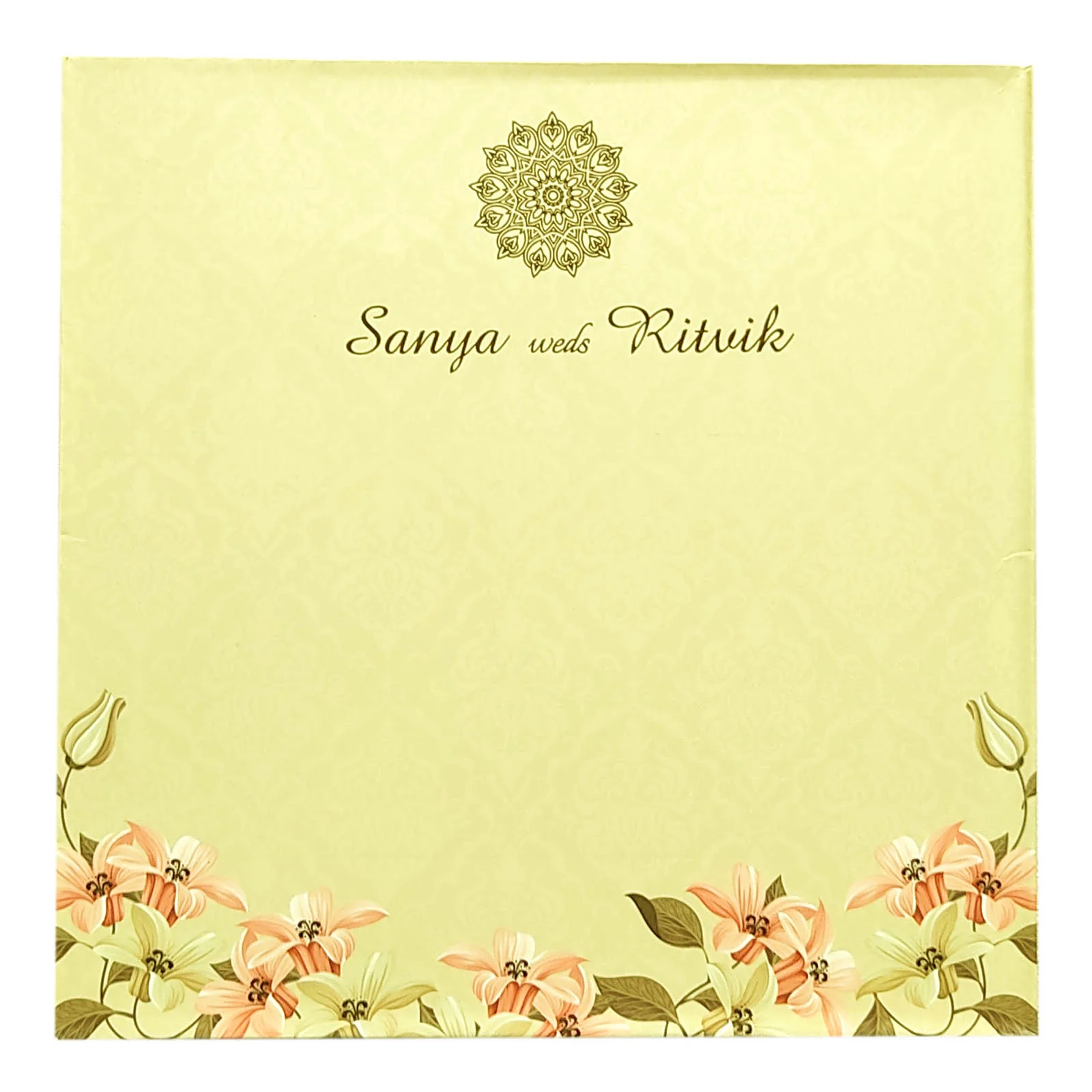 Cream Floral Wedding Card-KRC29630 - Image 4