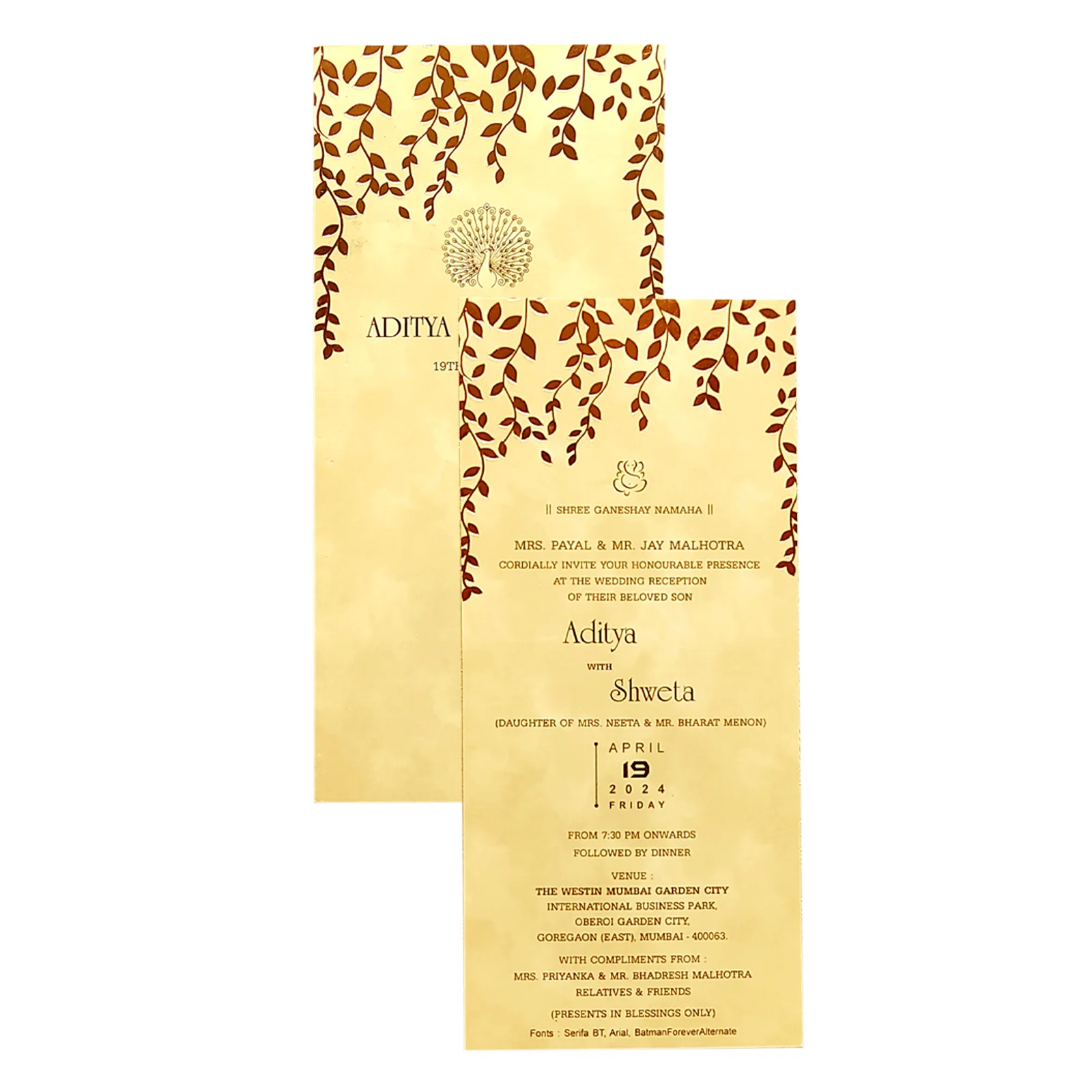 Cream Foil Single Sheet Invitation Card-KRCS5120