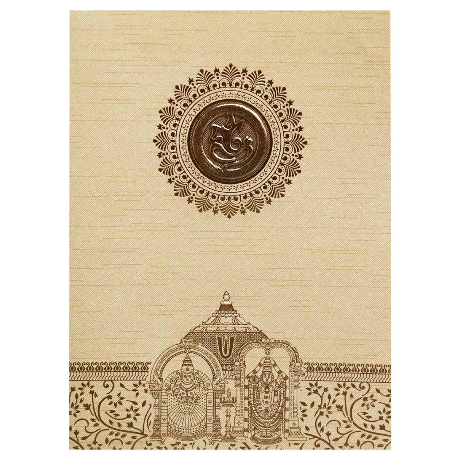 Cream Ganesha Cut Wedding Card-KNRM8705C - Image 3