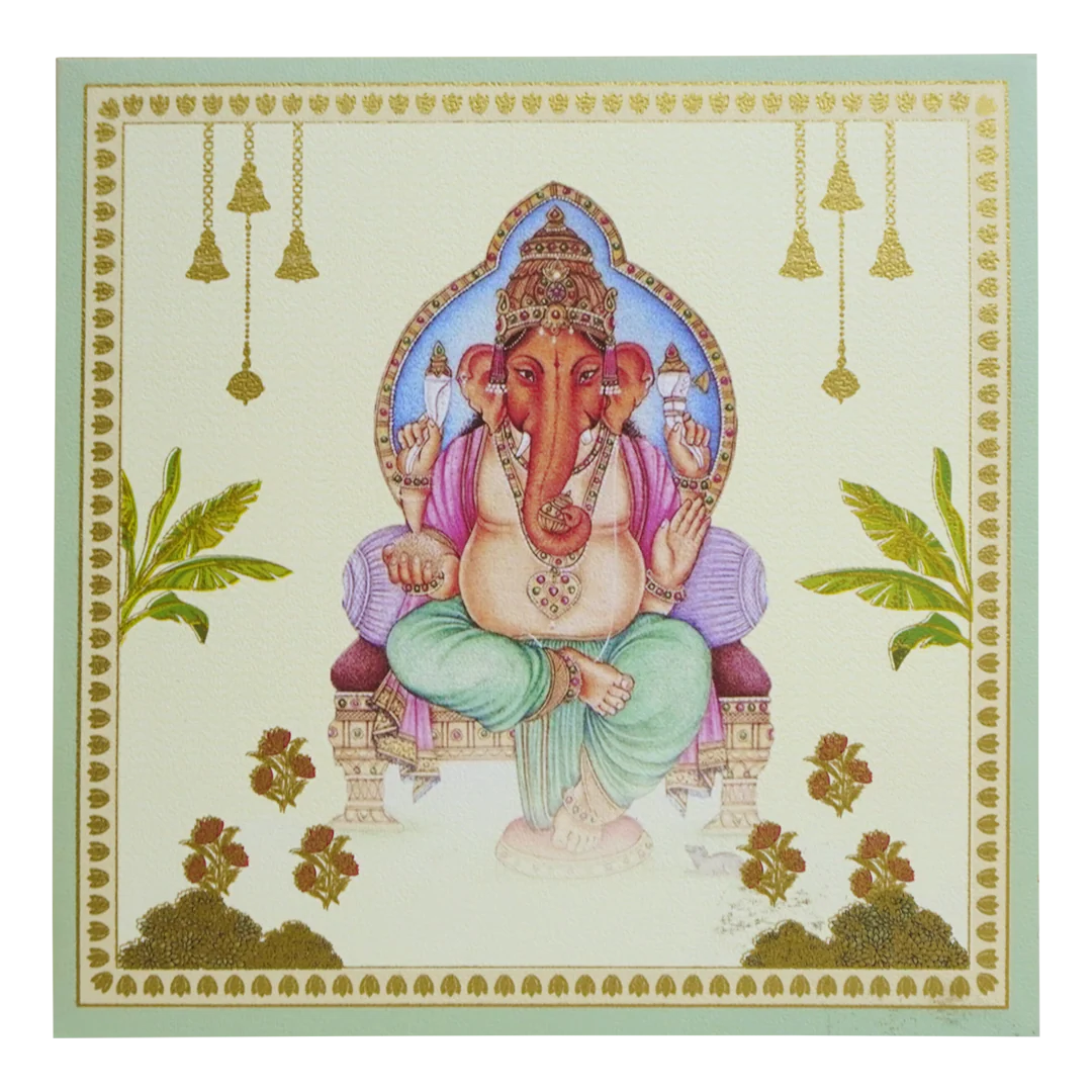 Cream Ganesha Wedding Card Design-KBM04910 - Image 3