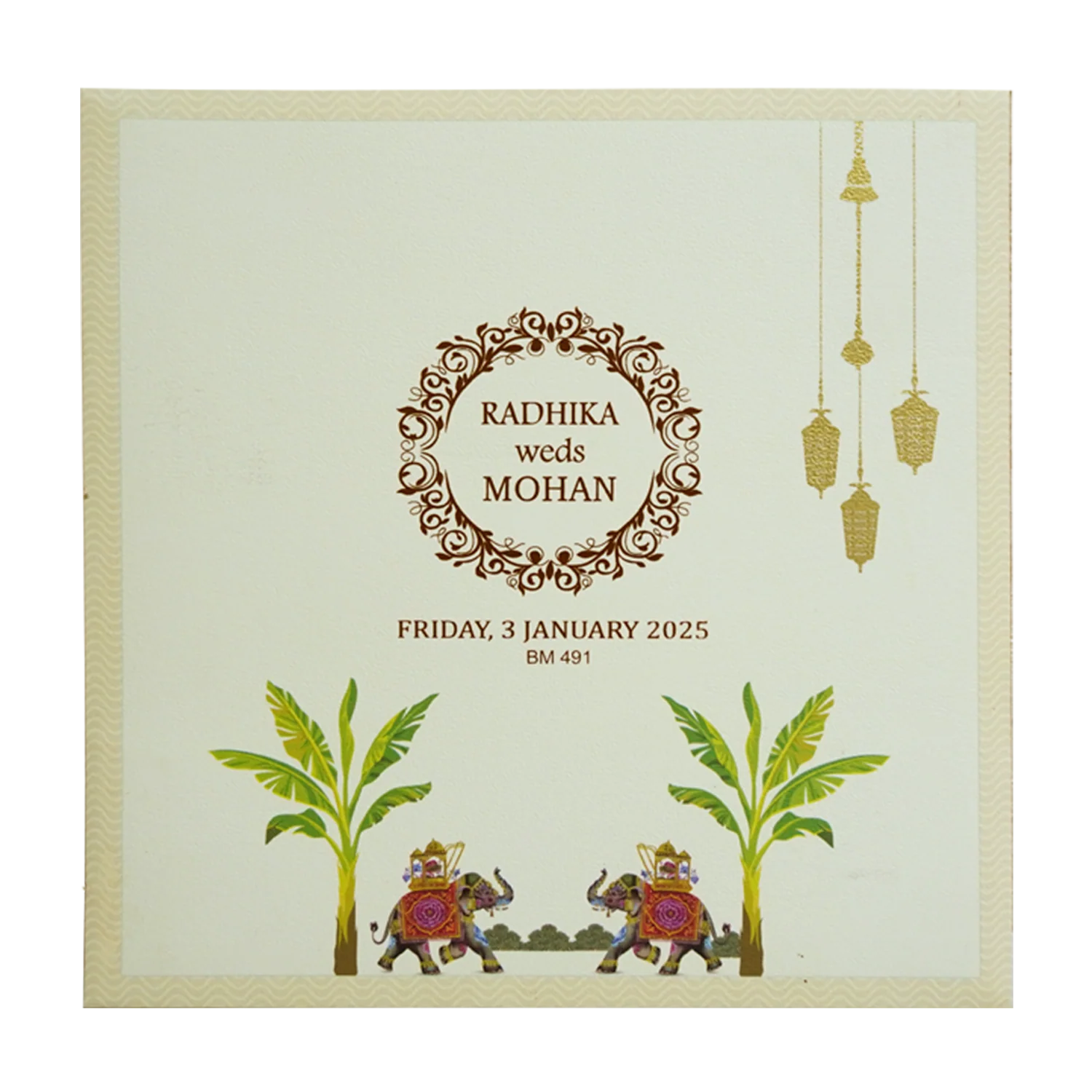 Cream Ganesha Wedding Card Design-KBM04910 - Image 4