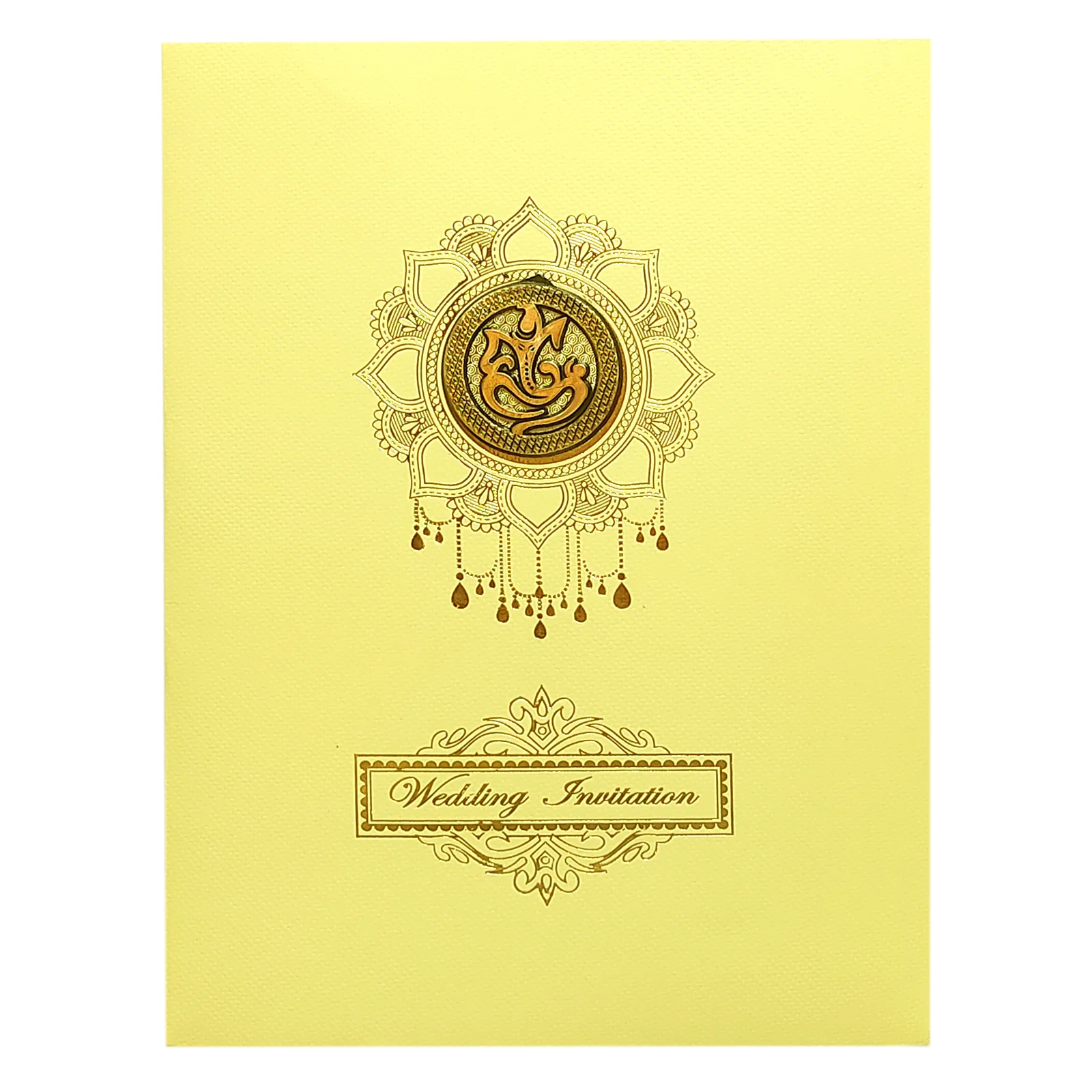 Cream Ganesha Wedding Card-KNK8703W - Image 3