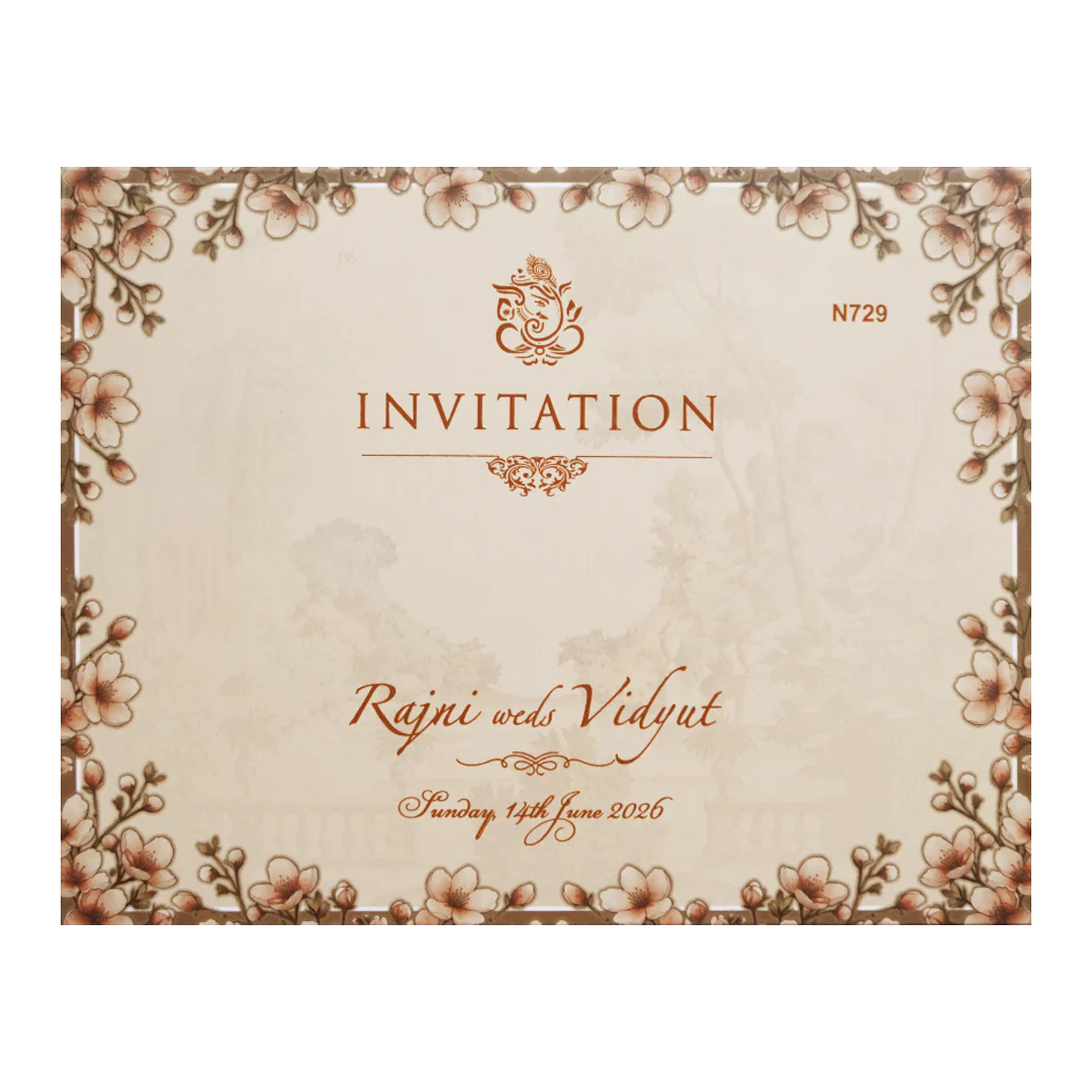 Cream Garden Couple Floral Padded Wedding Card - KVN07290 - Image 4