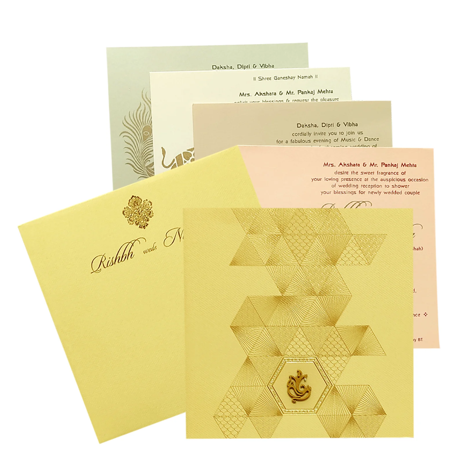 Cream Geometric Design Invitation Card-KRC29492