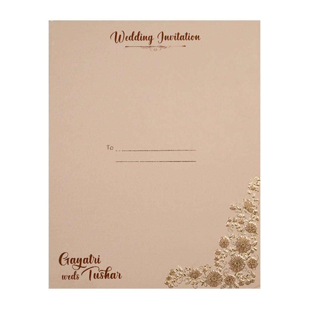Cream Gold Floral Embossed Wedding Card-KSI64040 - Image 4