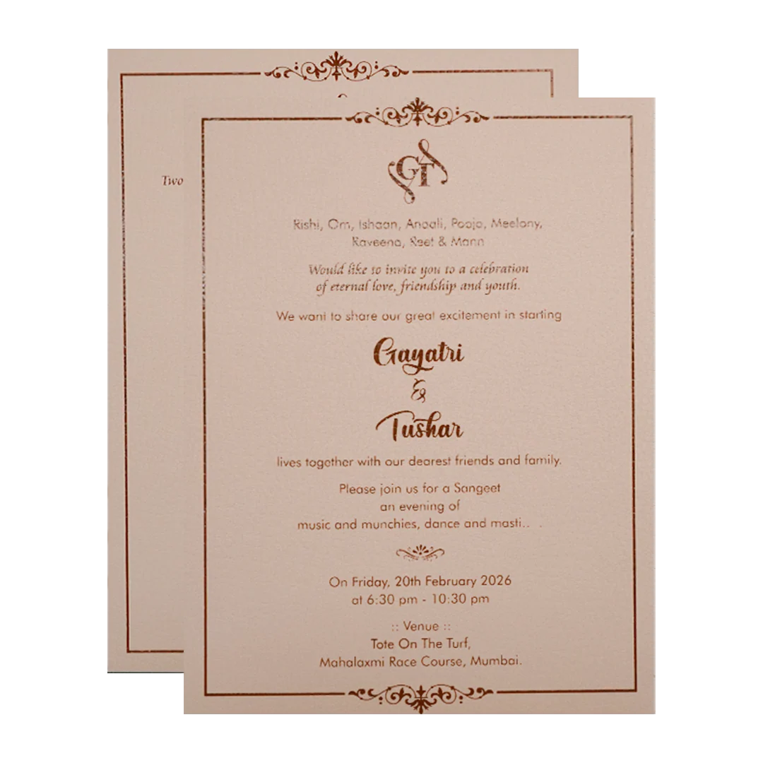 Cream Gold Floral Embossed Wedding Card-KSI64040 - Image 5