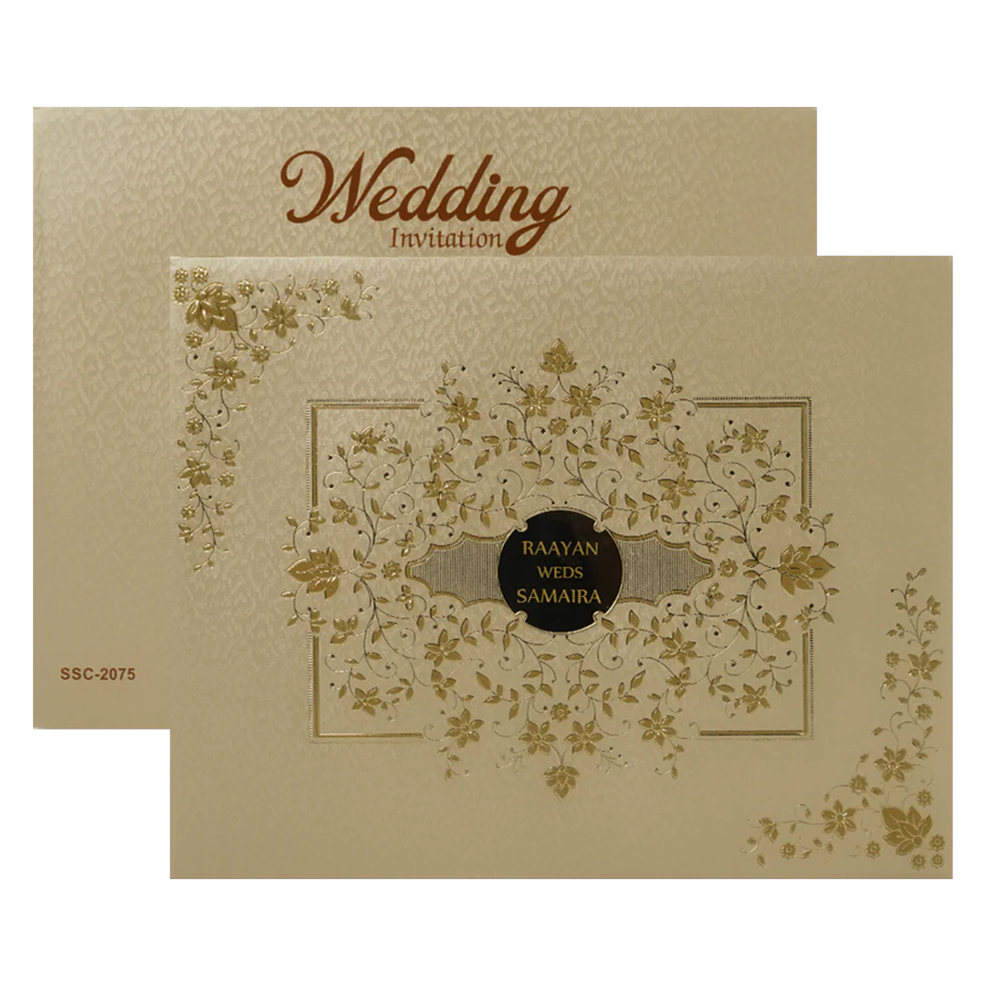 Gold Floral Padded Wedding Card-KSSC2075 - Image 2