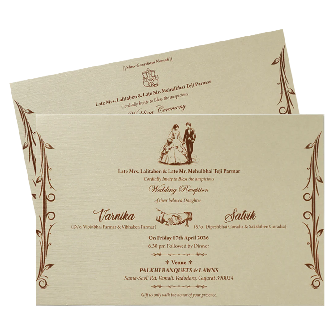 Cream Gold Floral Padded Wedding Card-KSSC2160 - Image 5