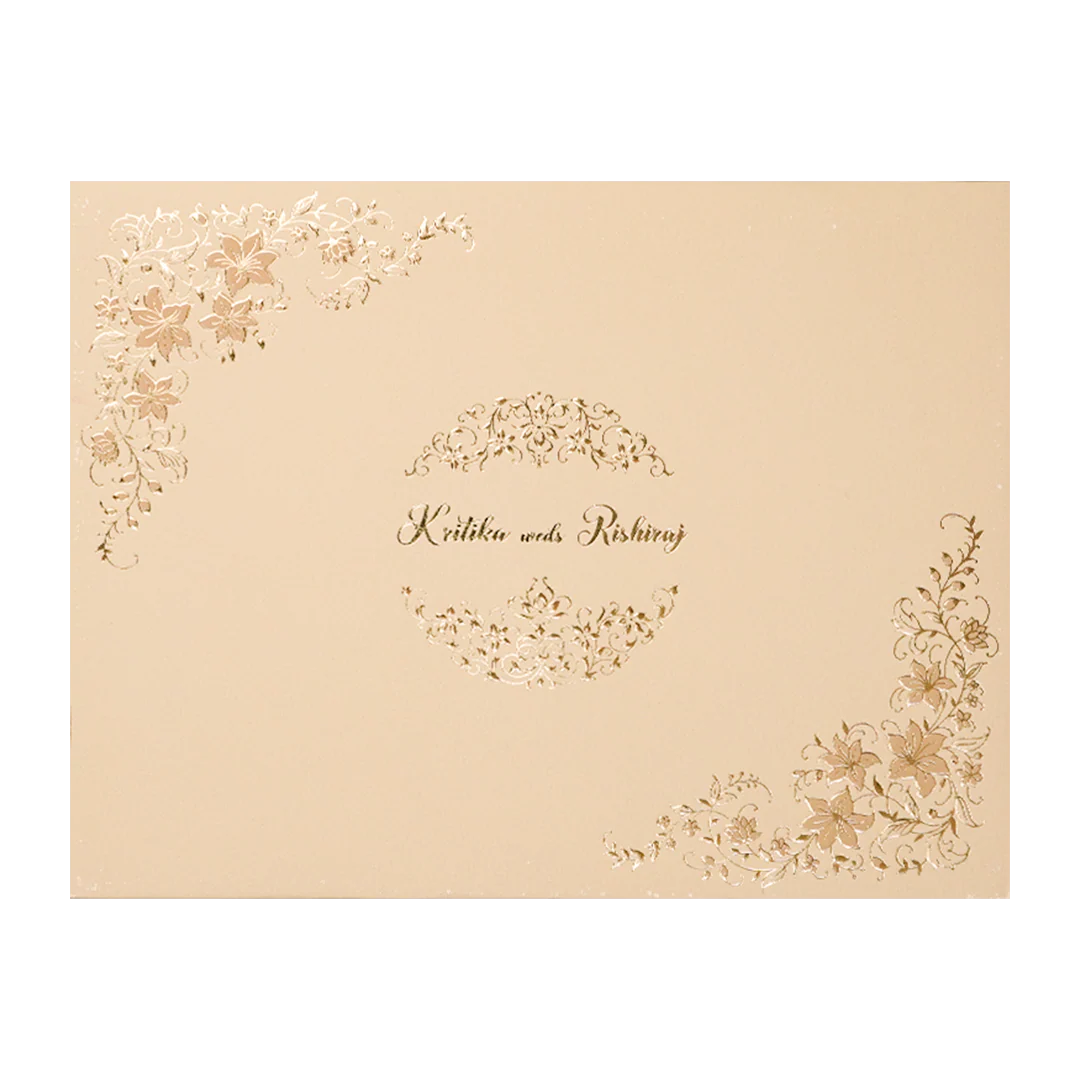 Cream Gold Floral Padded Wedding Card-KSI64540 - Image 3