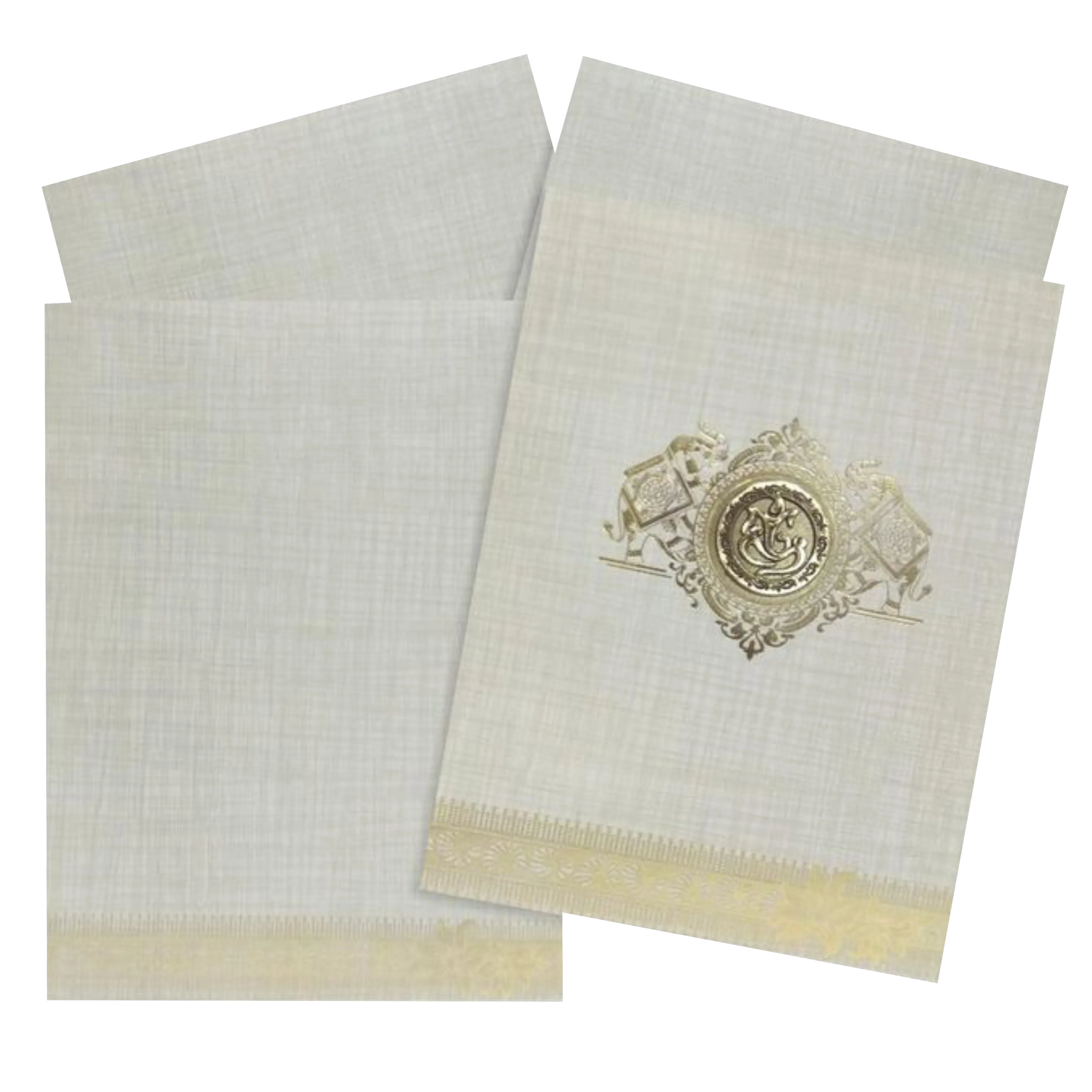Cream Gold Foil Elephant Wedding Card-KNK5021S