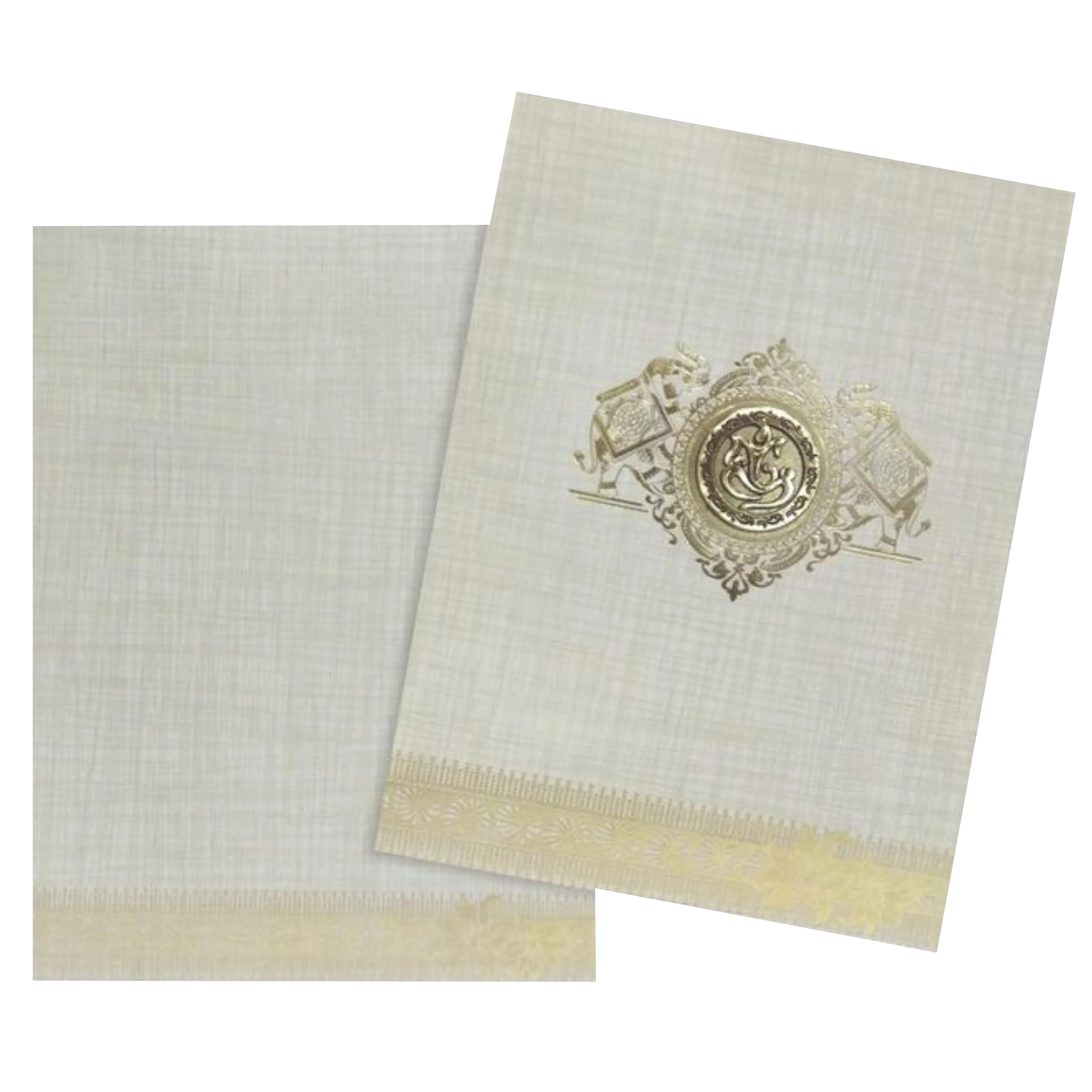 Cream Gold Foil Elephant Wedding Card-KNK5021S - Image 2