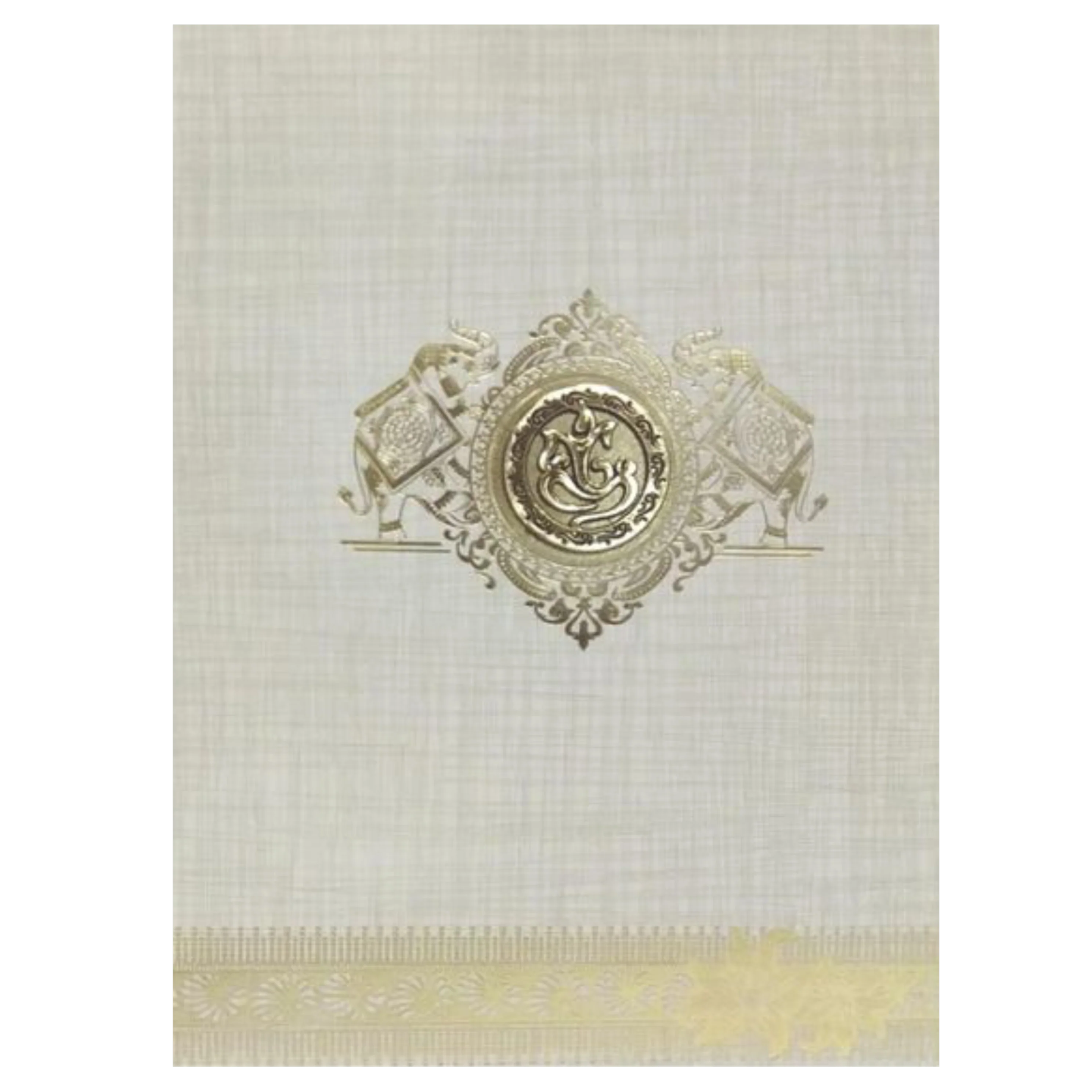 Cream Gold Foil Elephant Wedding Card-KNK5021S - Image 3