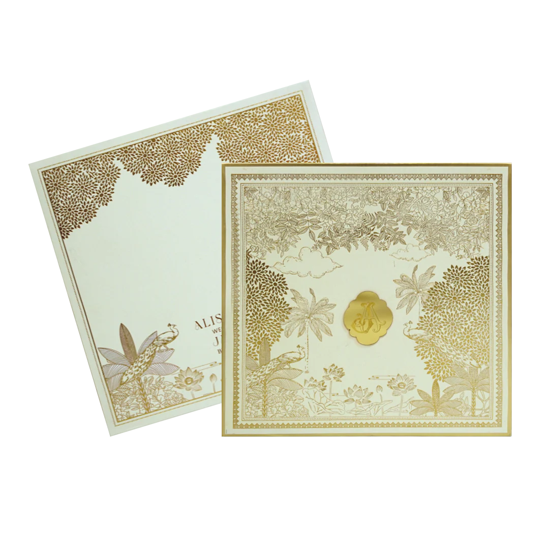 Cream Gold Foiled Wedding Card Design-KBM04640 - Image 2