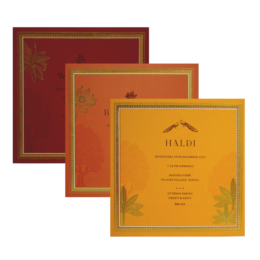 Cream Gold Foiled Wedding Card Design-KBM04640 - Image 5