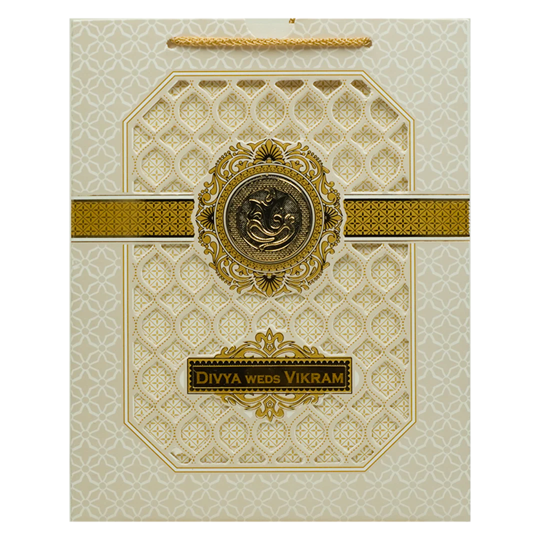 Cream Laser-Cut Floral Wedding Card - KNQS8308 - Image 3