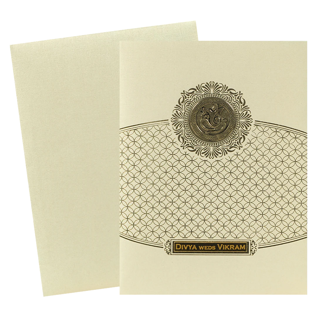 Cream Gold Foiled Simple Wedding Card-KNCM044C - Image 2