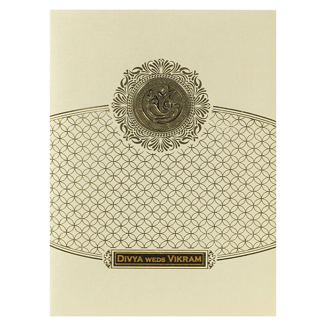 Cream Gold Foiled Simple Wedding Card-KNCM044C - Image 3