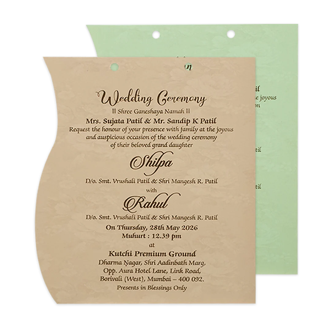 Cream Ivory Floral Ribbon Wedding Card-KRE26730 - Image 5