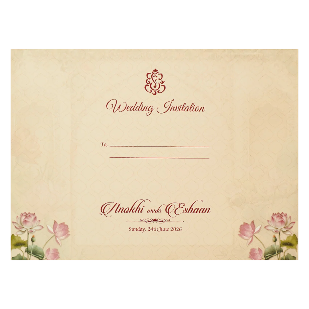 Cream Laser Cut Wedding Card-KJTS3681 - Image 4