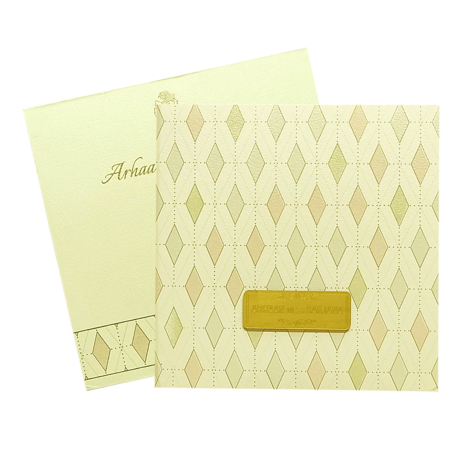 Cream Nameplate Padded Invitation Card-KRC29252 - Image 2
