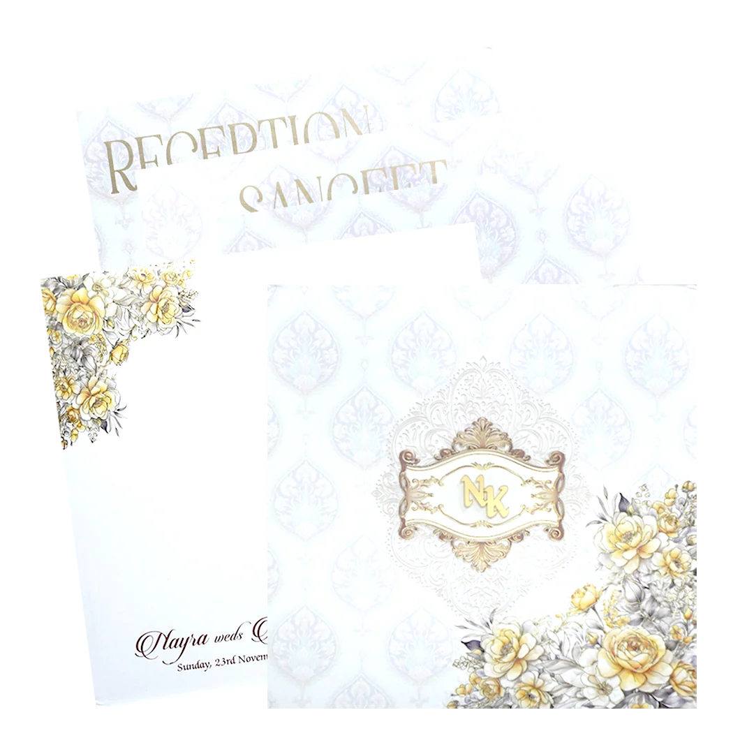 Cream Padded Gold Foiled Premium Invitation-KPR24110