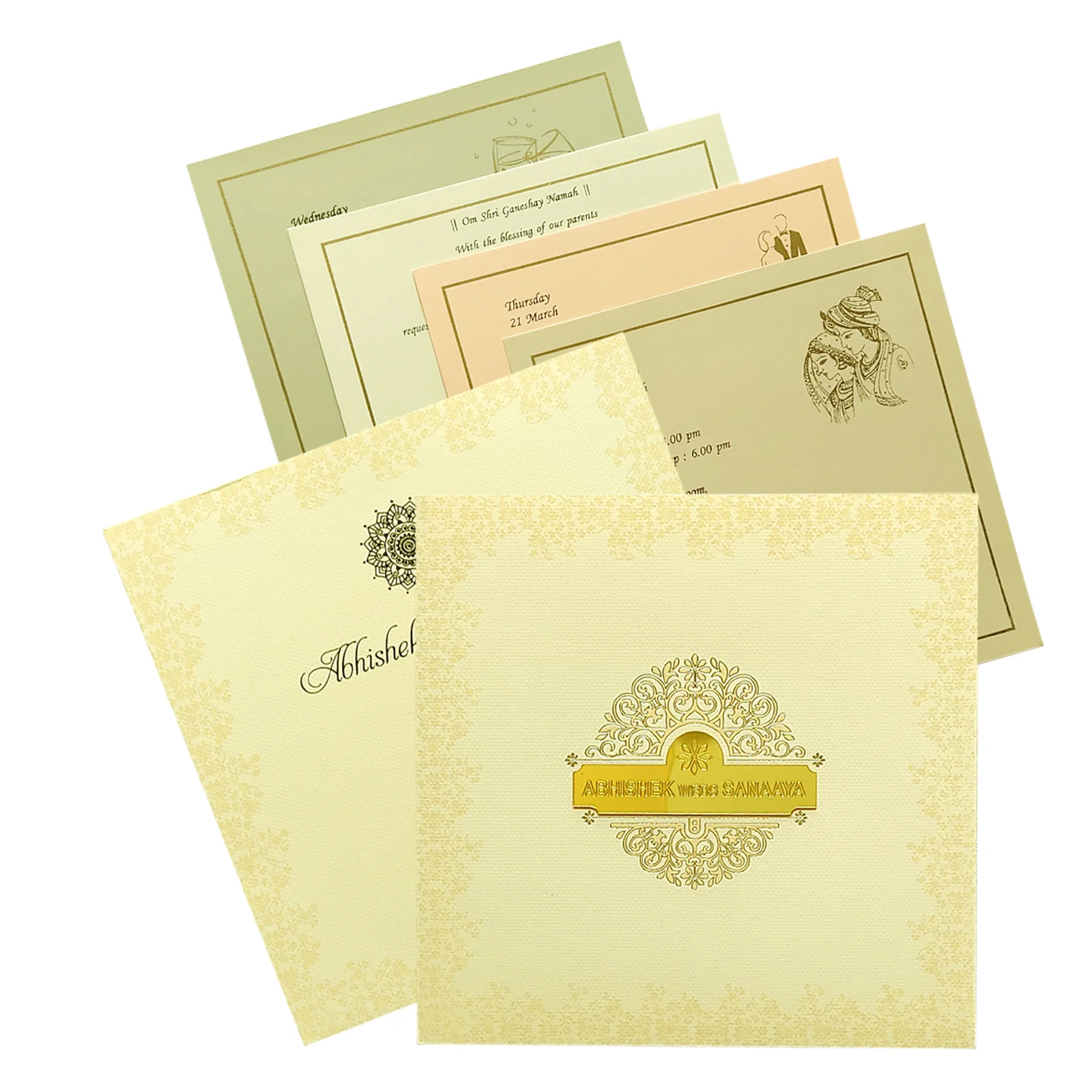 Cream Padded Nameplate Invitation Card-KRC29071