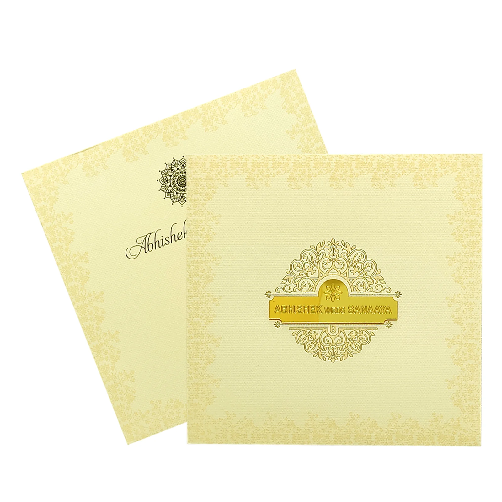 Cream Padded Nameplate Invitation Card-KRC29071 - Image 2