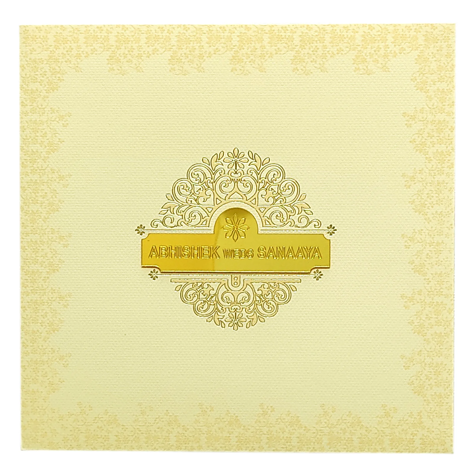 Cream Padded Nameplate Invitation Card-KRC29071 - Image 3