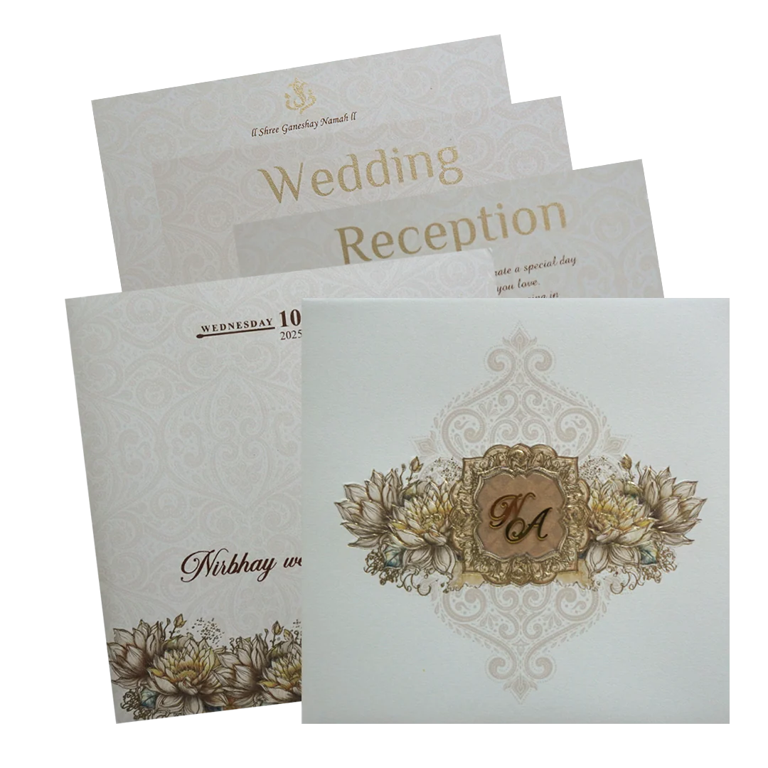 Cream Padded Premium Wedding Invitation-KPR24020