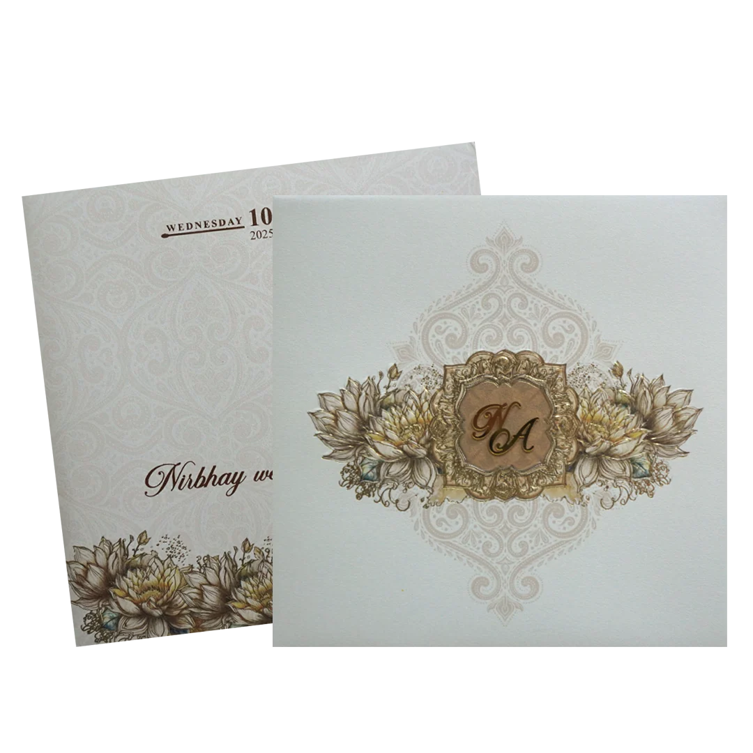 Cream Padded Premium Wedding Invitation-KPR24020 - Image 2