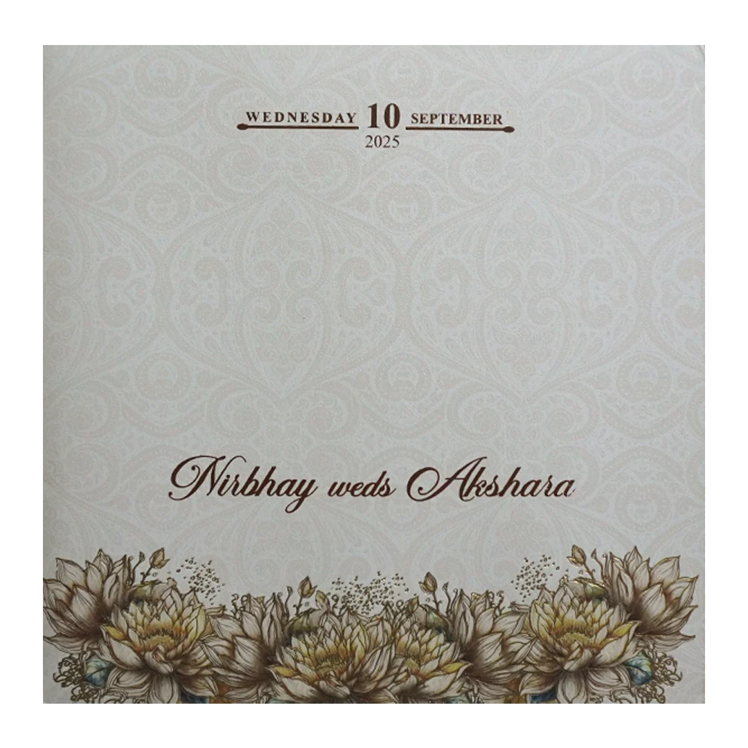 Cream Padded Premium Wedding Invitation-KPR24020 - Image 4