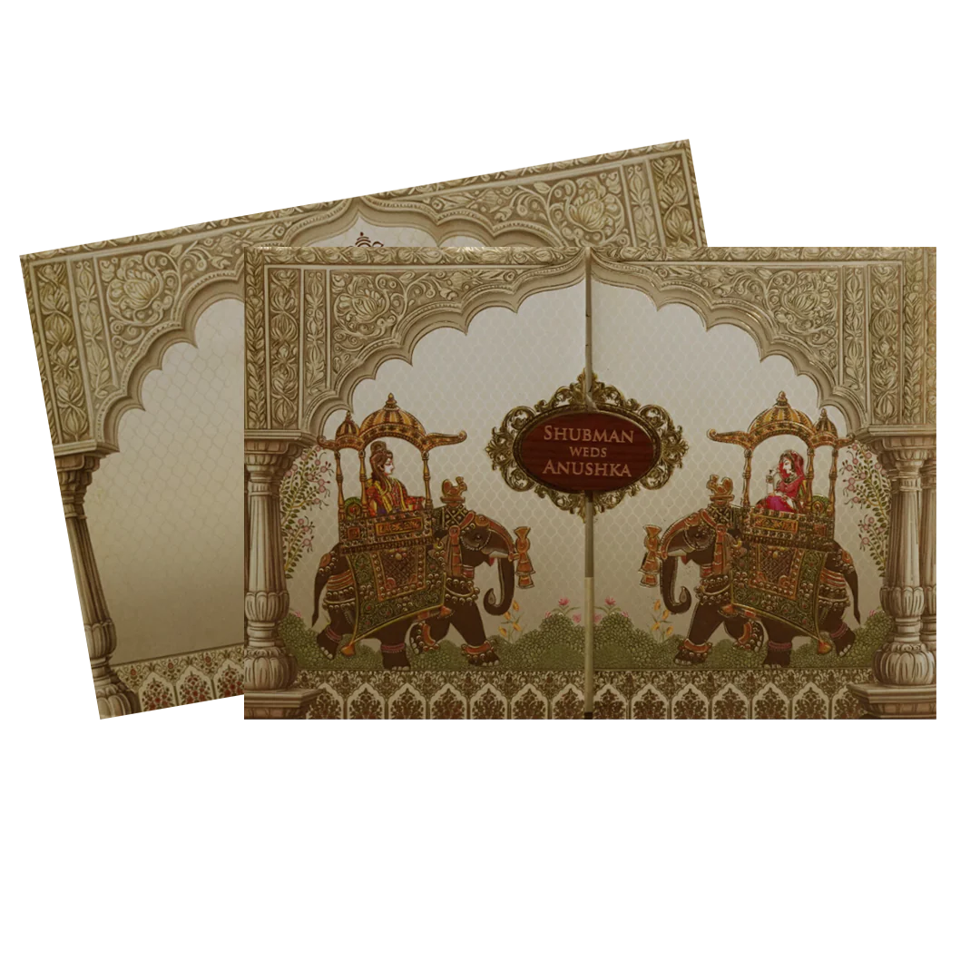 Cream Padded Wedding Invitation Card-KRB8220 - Image 2