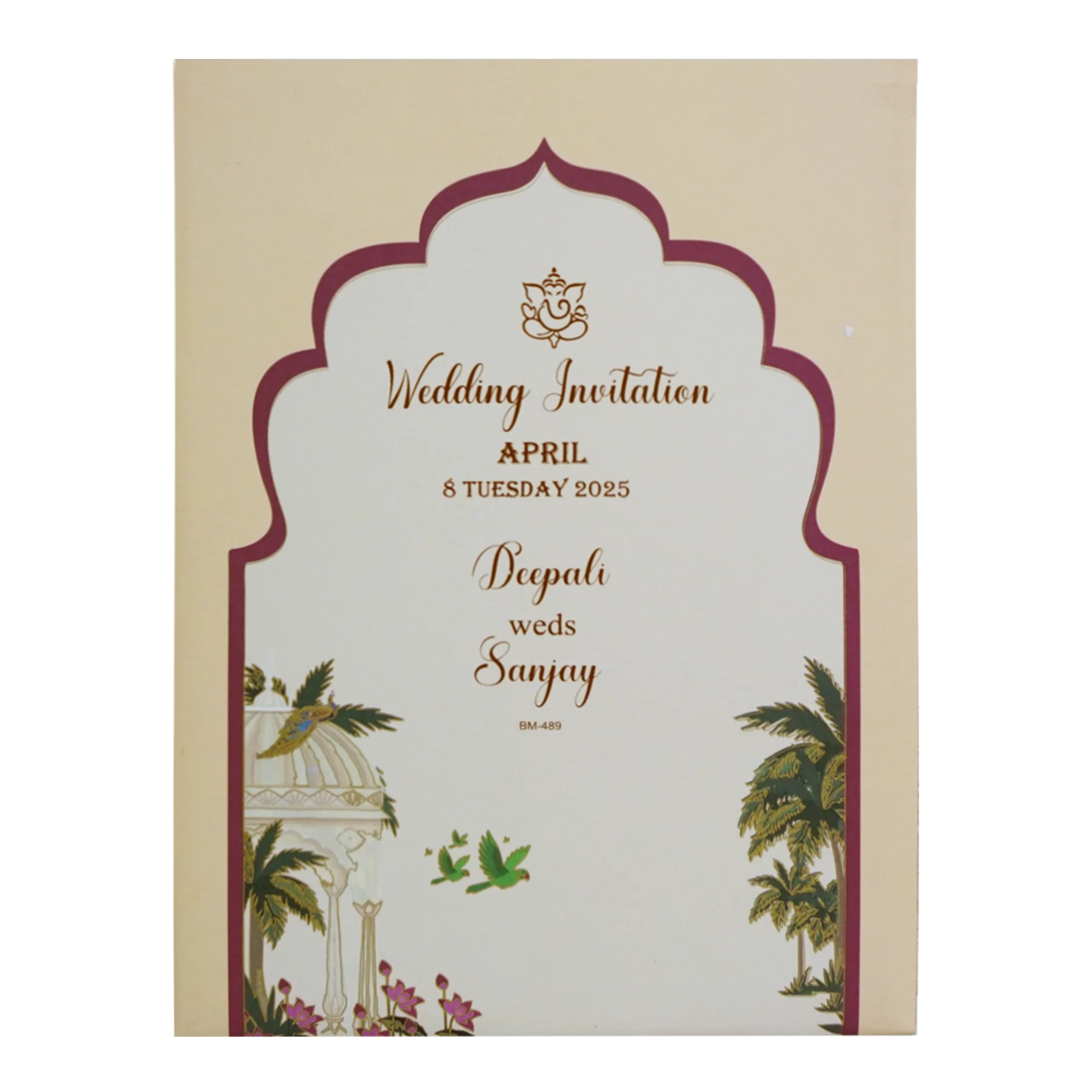 Cream Pattern Design Wedding Invitation-KBM04890 - Image 4