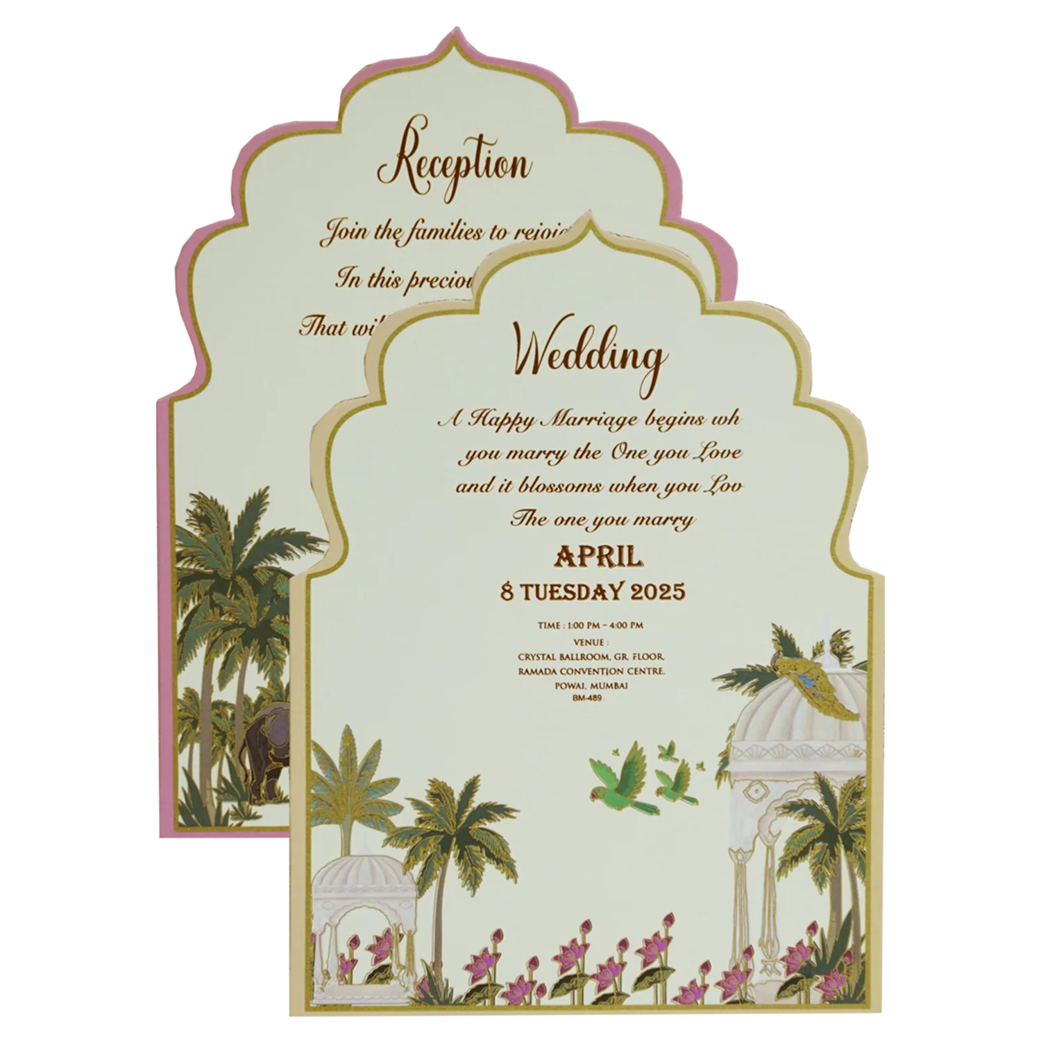 Cream Pattern Design Wedding Invitation-KBM04890 - Image 5
