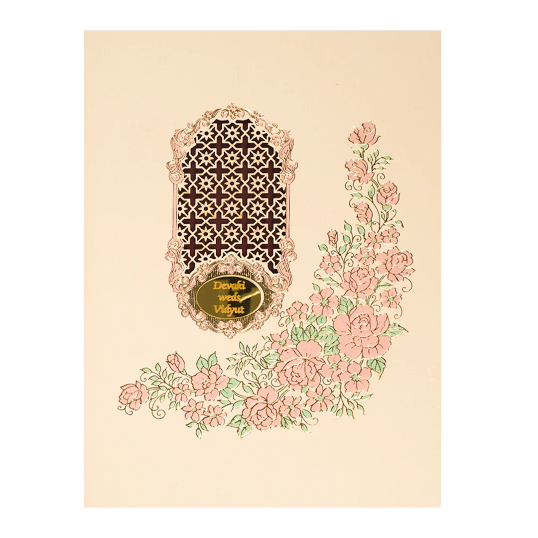 Pink Floral Jaali Padded Wedding Card-KSSC2330 - Image 3