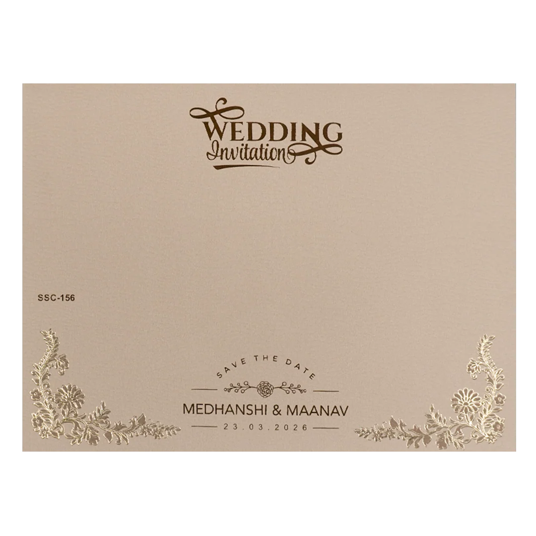 Cream Pink Floral Padded Wedding Card-KSSC1560 - Image 4