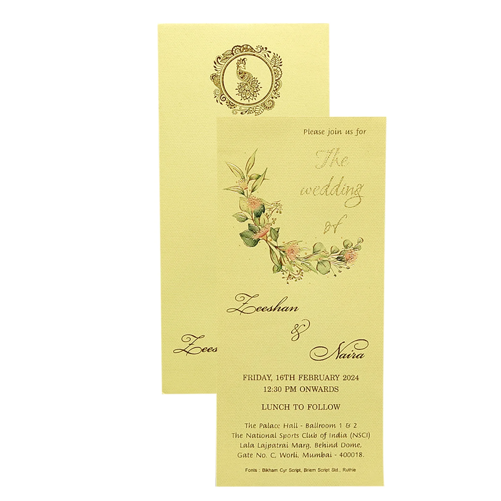 Cream Pink Floral Single Sheet Card-KRCS6162