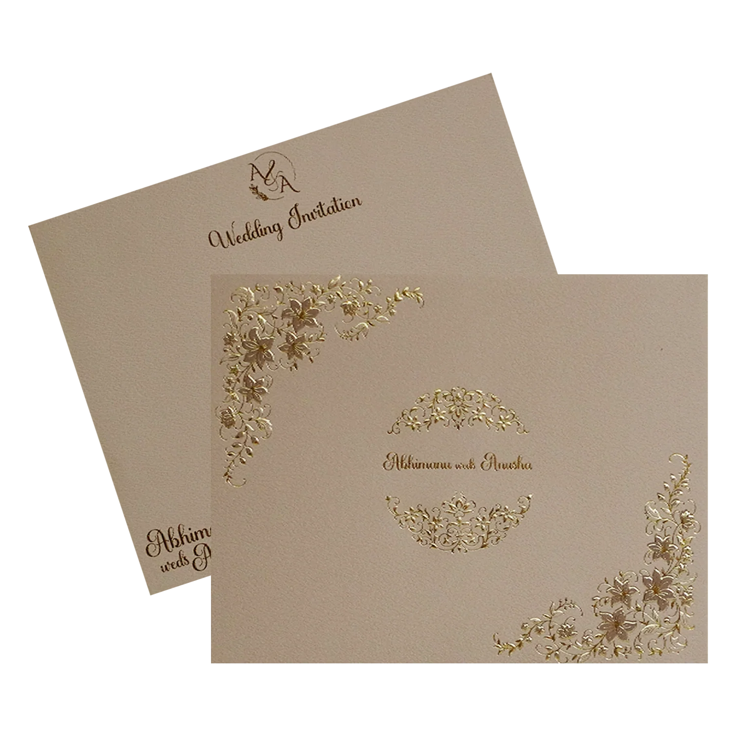 Cream Pink Floral Wedding Card-KSI12110 - Image 2