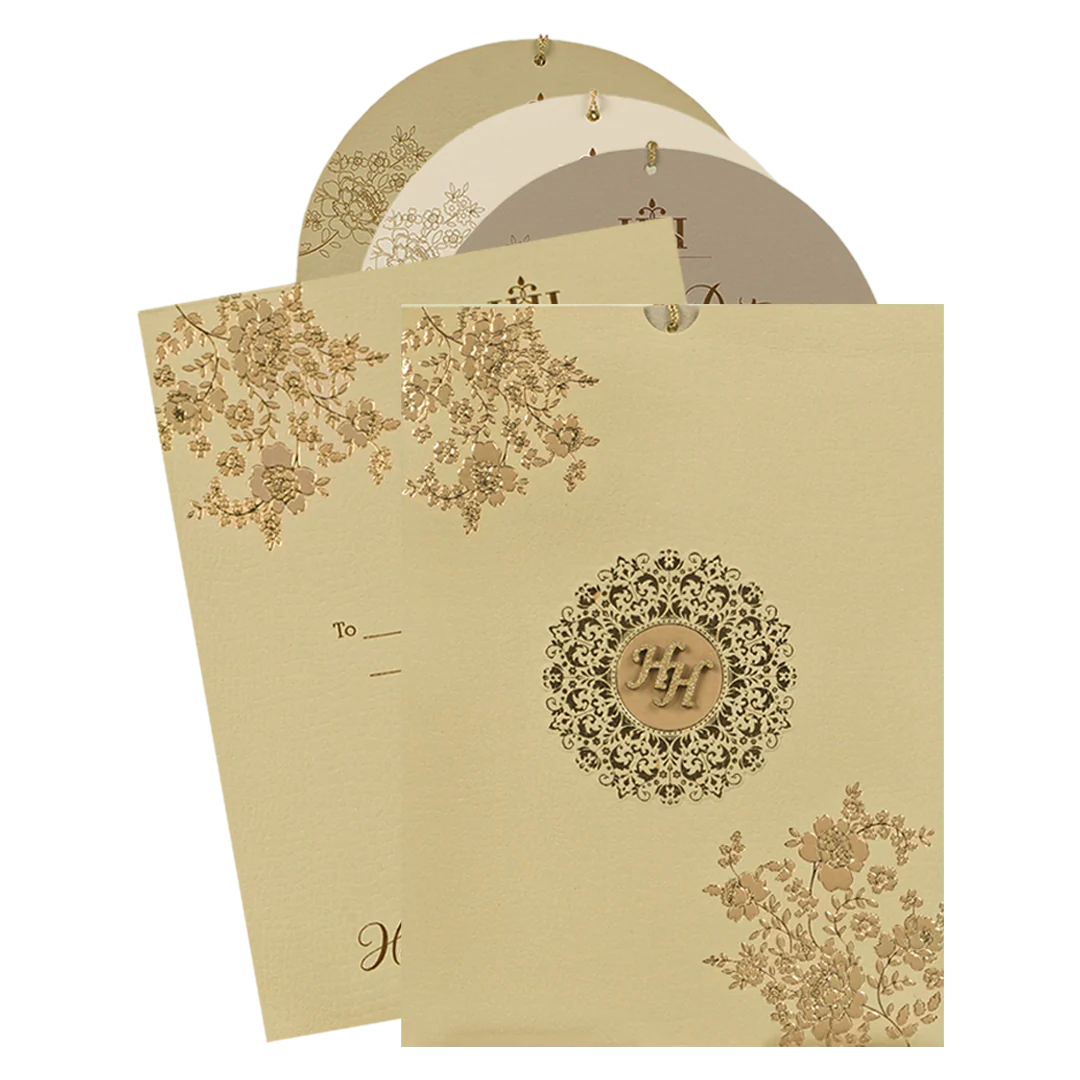 Cream Pink Floral Wedding Card-KSI64860