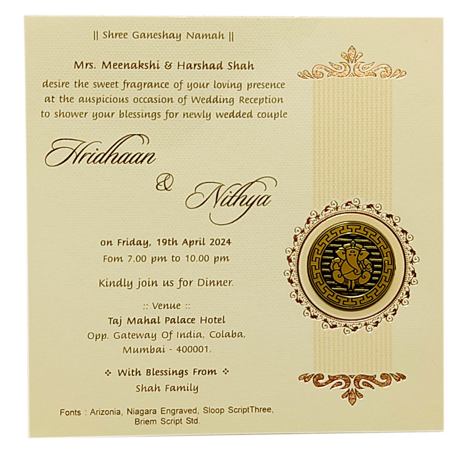Cream Pink Single Sheet Invitation-KRCS6172 - Image 2