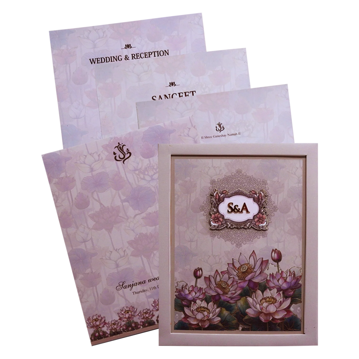 Cream Premium Padded Wedding Card-Kpr24430