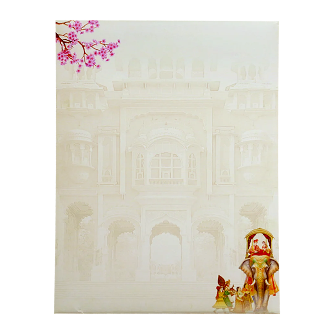 Cream Royal Elephant Nameplate Wedding Card-KNTY6811 - Image 4