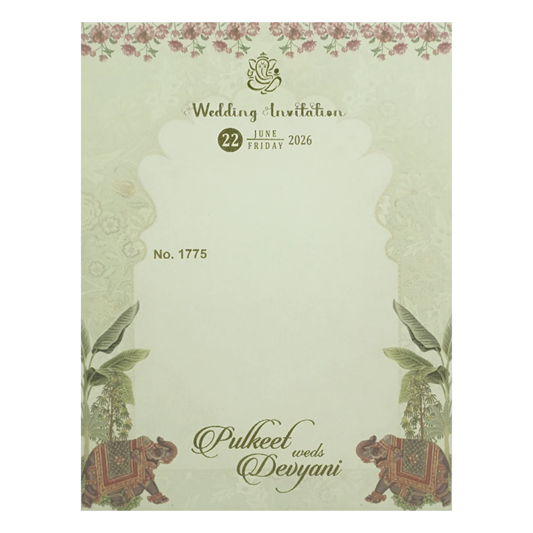 Cream Royal Elephant Wedding Card-KJTS1775 - Image 4